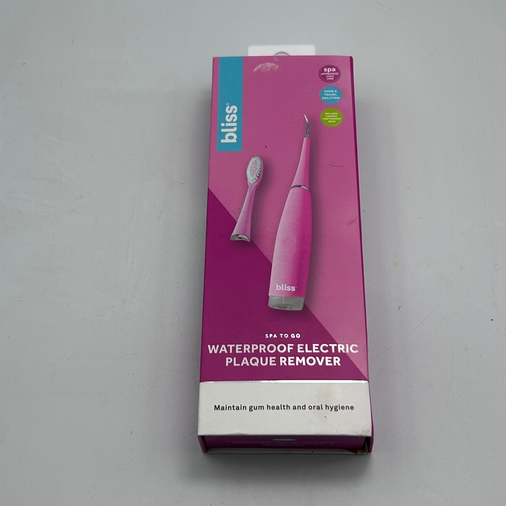 Bliss Electric Plaque Remover Pink Waterproof Spa To Go Dental Care